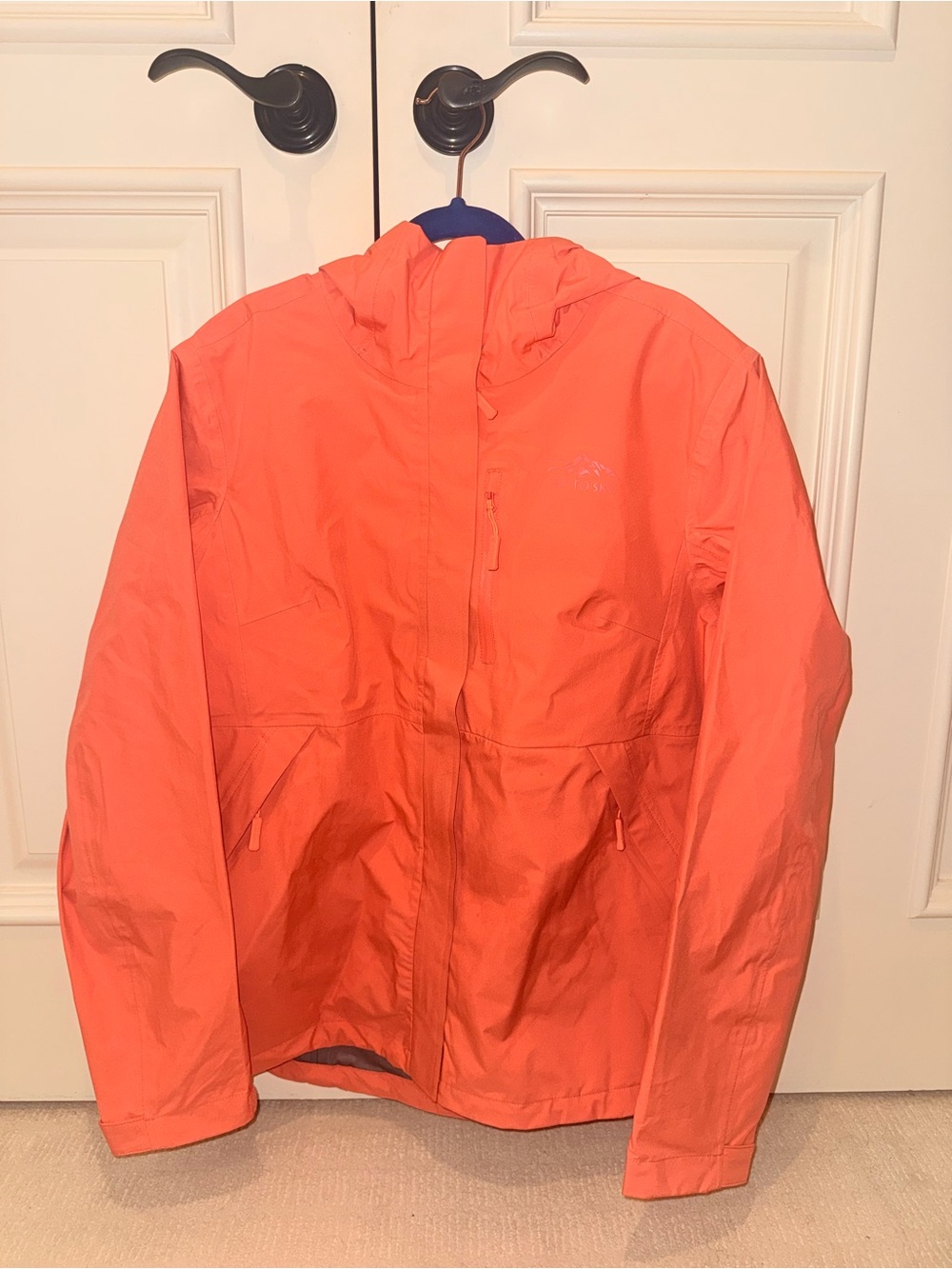 Waterproof Hooded Rain Jacket - Coral